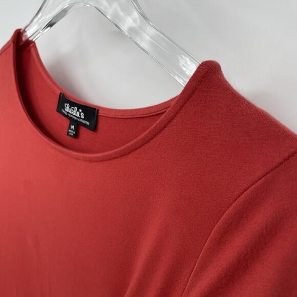 Lulu’s Asymmetrical Bodycon Dress Medium Short Sleeve Fitted Ruched Rust Brick - Picture 7 of 8